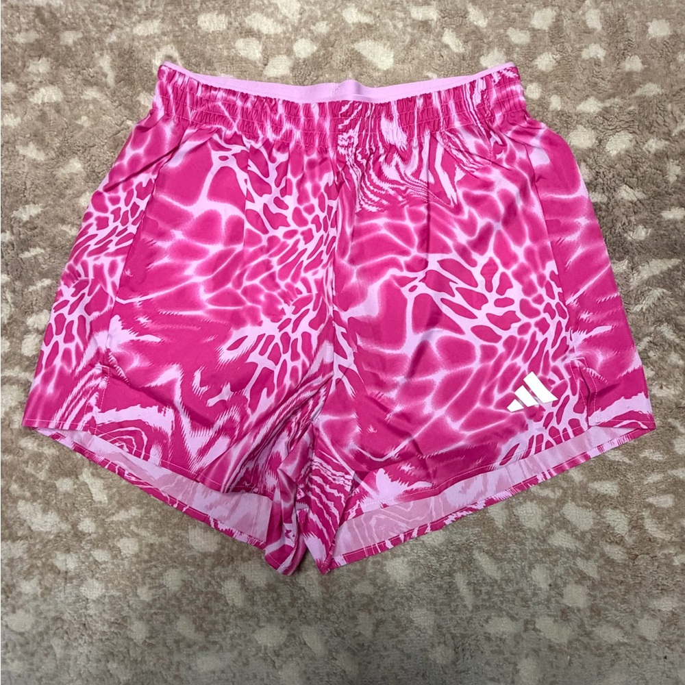 adidas Pink Abstract Print Athletic Shorts